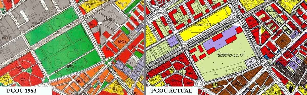 Comparación de los terrenos de Repsol en los dos PGOU.