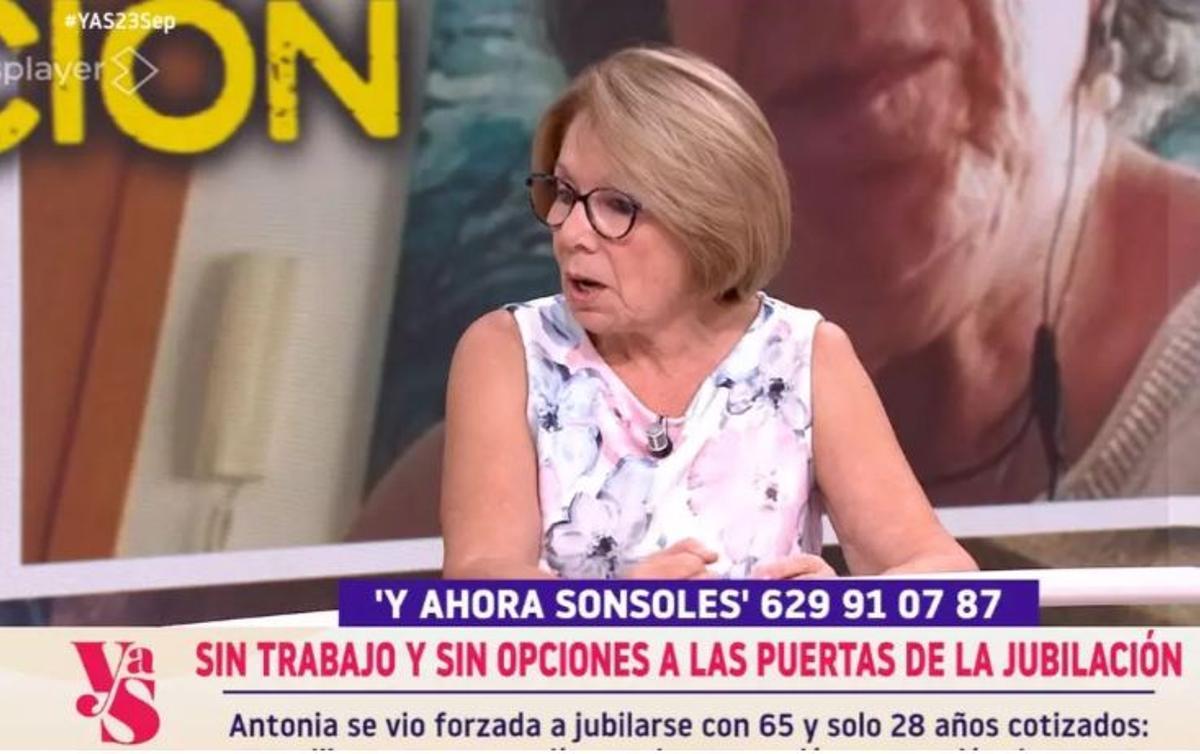 Antonia Navarro durante su intevención en el programa 'Y ahora Sonsoles'.