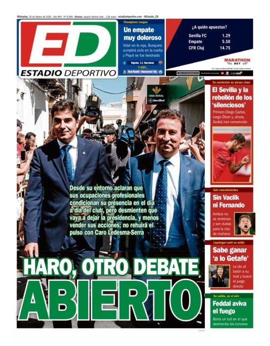 Portada ESTADIO DEPORTIVO 26 febrero 2020