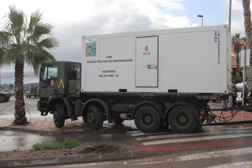 La UME monta su base en Los Alcázares para ayudar