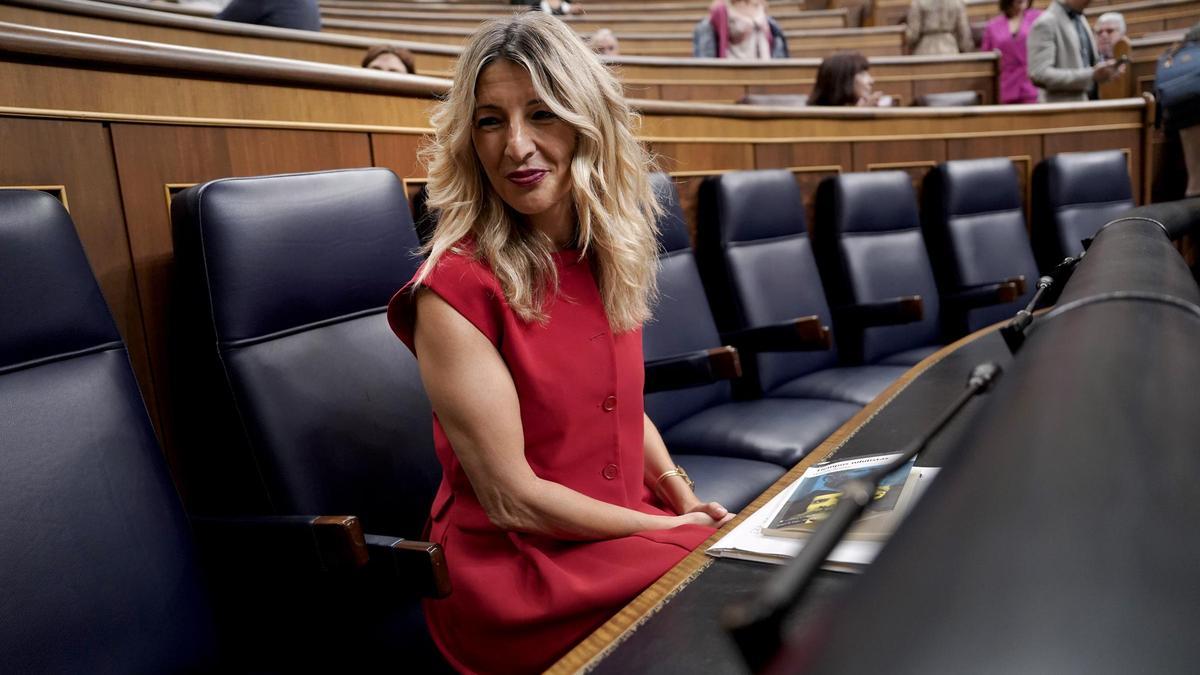 Yolanda Díaz ne la sesión de control al Gobierno en el Congreso de los Diputados.