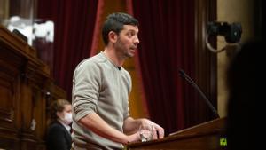 El diputado de la CUP, Xavier Pellicer, en el Parlament.