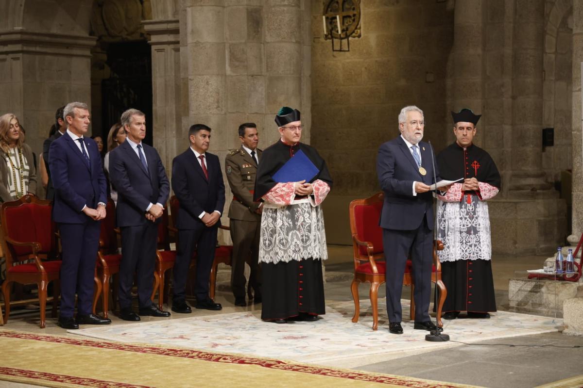 Miguel Ángel Santalices, este sábado, durante la Ofrenda al Apóstol.