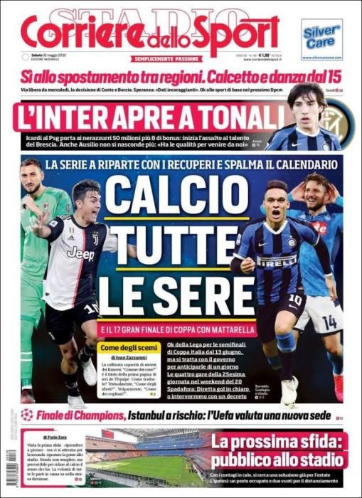 Portada CORRIERE DELLO SPORT sábado 30 mayo 2020