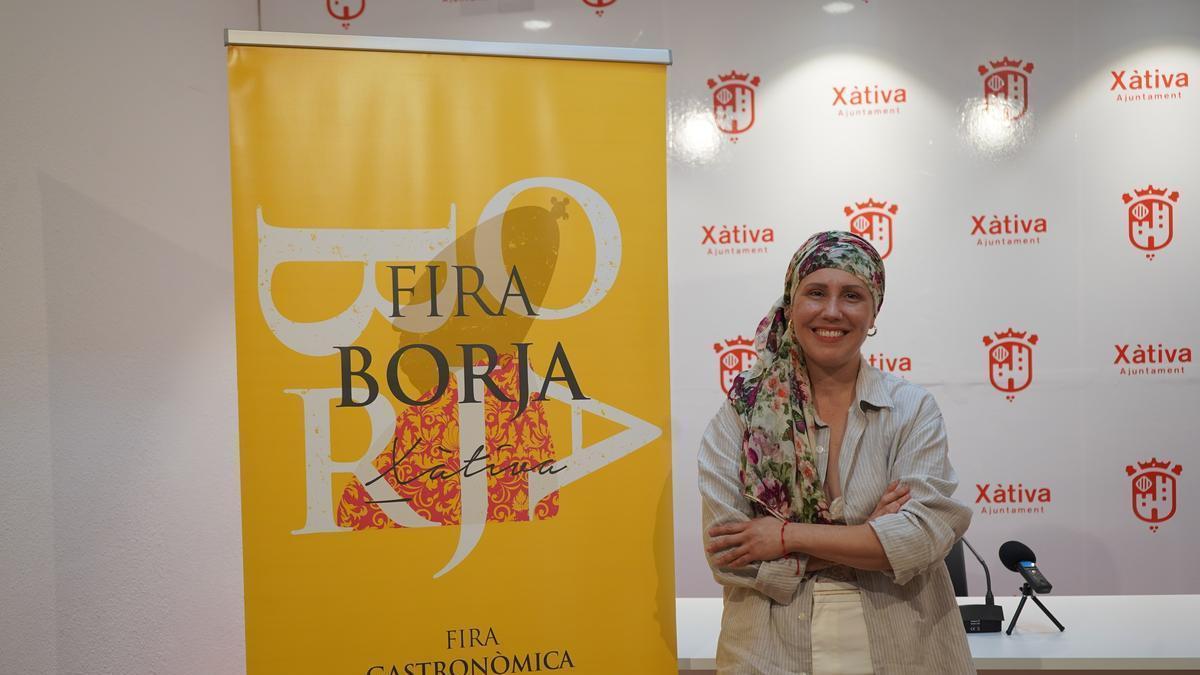 La regidora de Turisme, Raquel Caballero, en la roda de premsa per a explicar la Fira Borja.