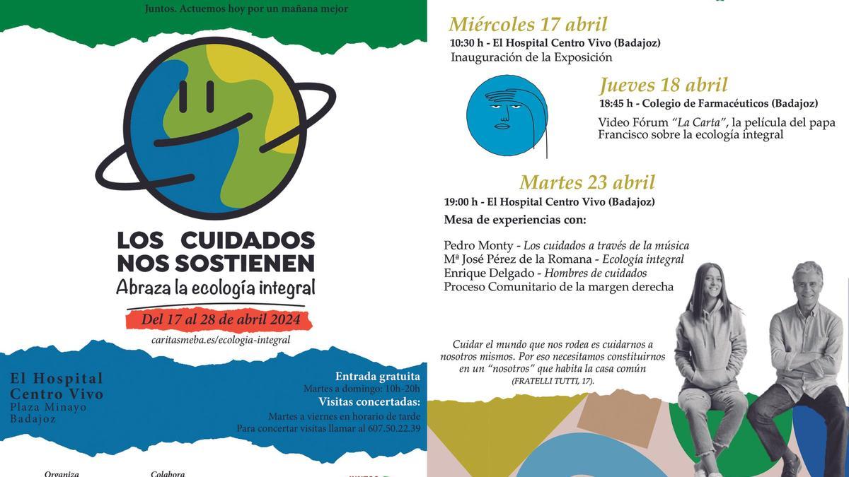 Diptico de la exposición sobre ecologia integral de Cáritas.