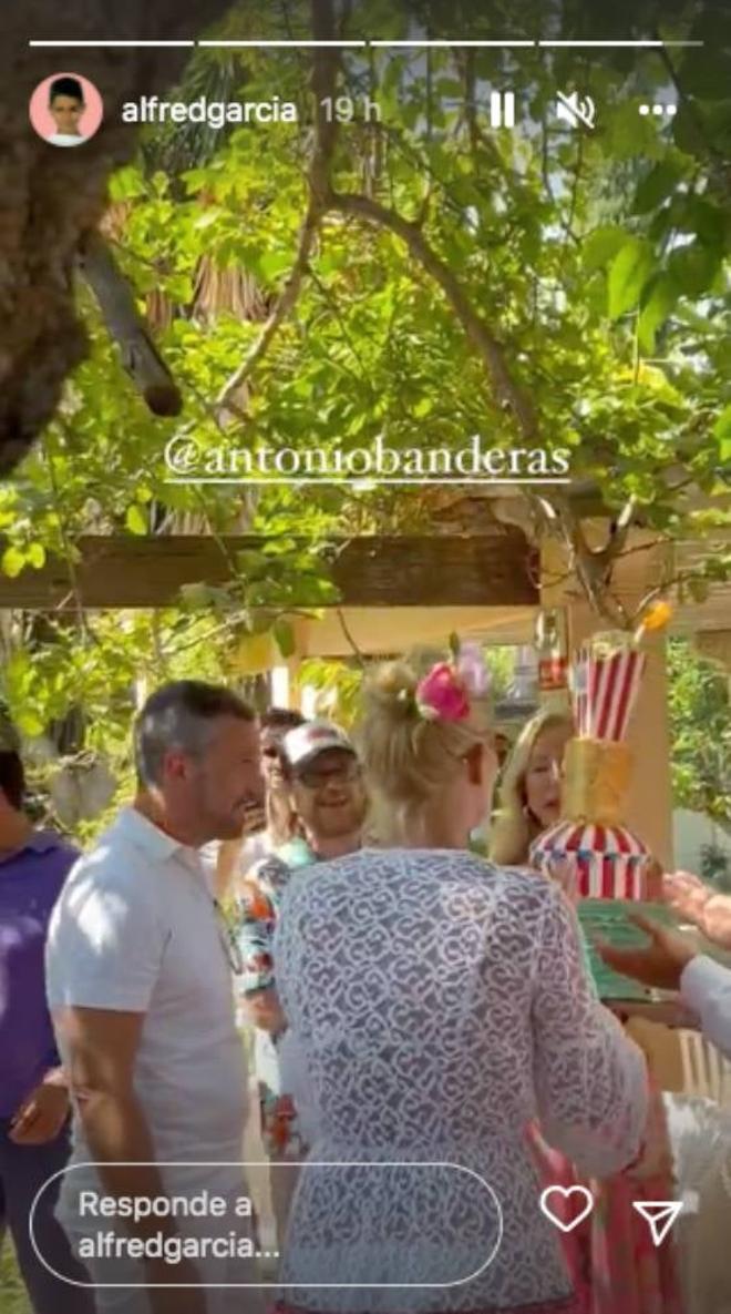 Antonio Banderas, fiesta de cumpleaños en el Instagram de Alfred García