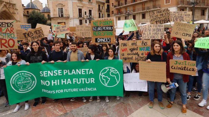 Una protesta por l cambio climático en Valencia.