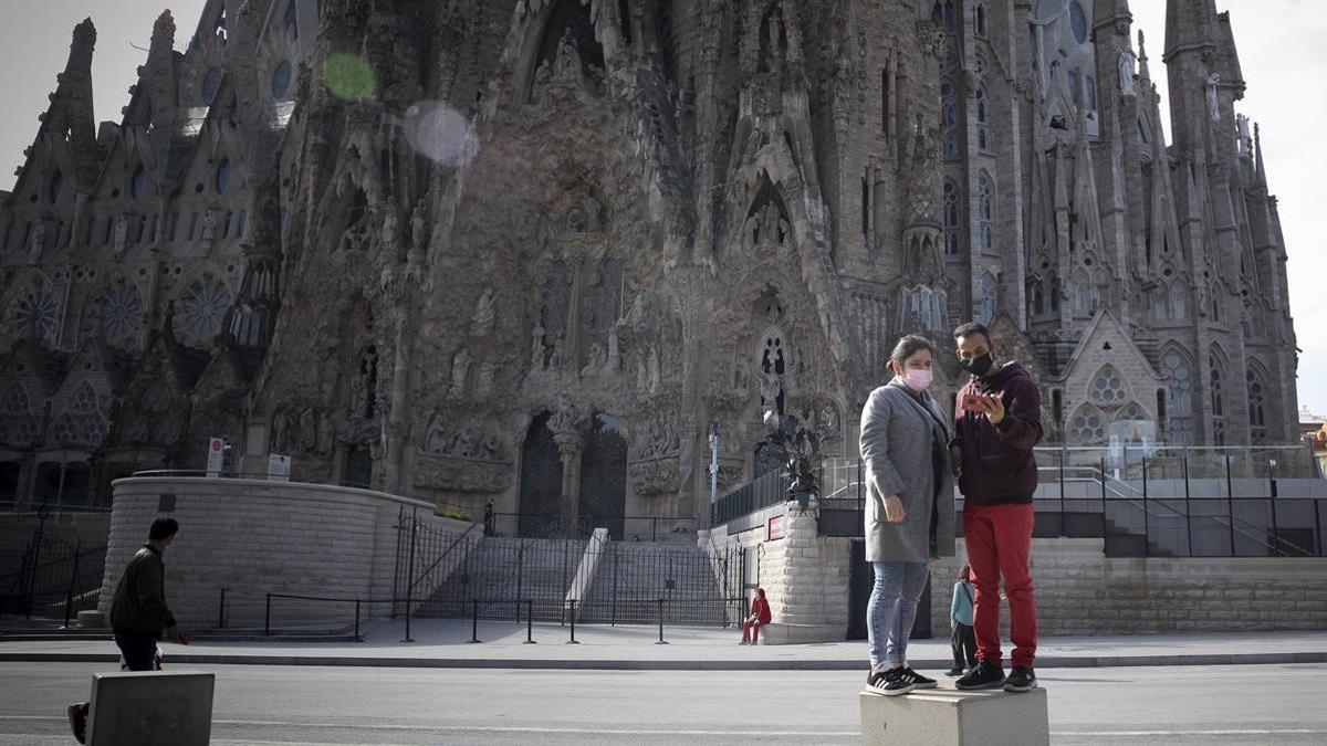 Barcelona 10 11 2020 Barcelona sin turistas y con muchos hoteles cerrados por el coronavirus Covid-19 En la foto Sagrada Familia   FOTO de FERRAN NADEU