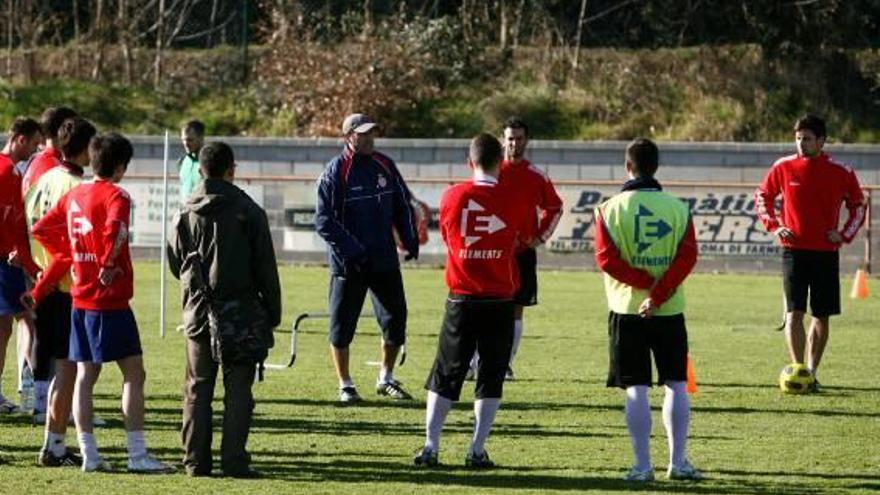 Un entrenament a Riudarenes el 2011 amb Agné de tècnic.