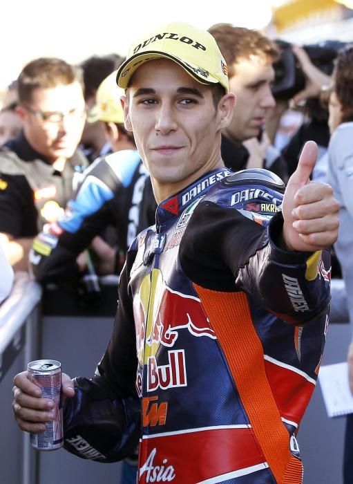 KTM Moto3 rider Salom of Spain celebrates ...