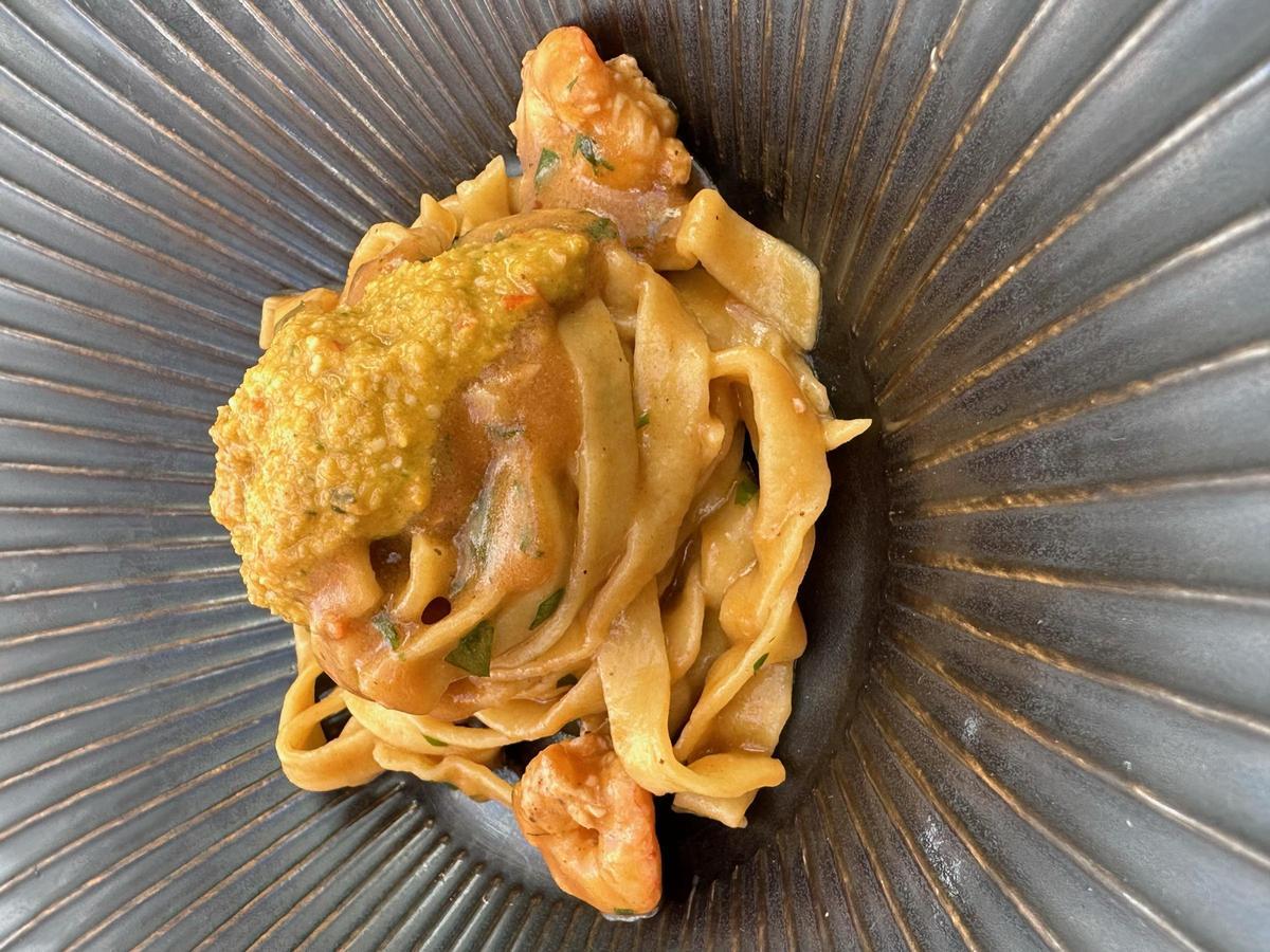 Pasta con gamba blanca