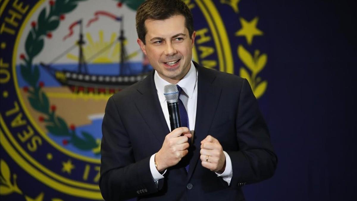 Pete Buttigieg, durante un mitin en New Hampshire este martes.