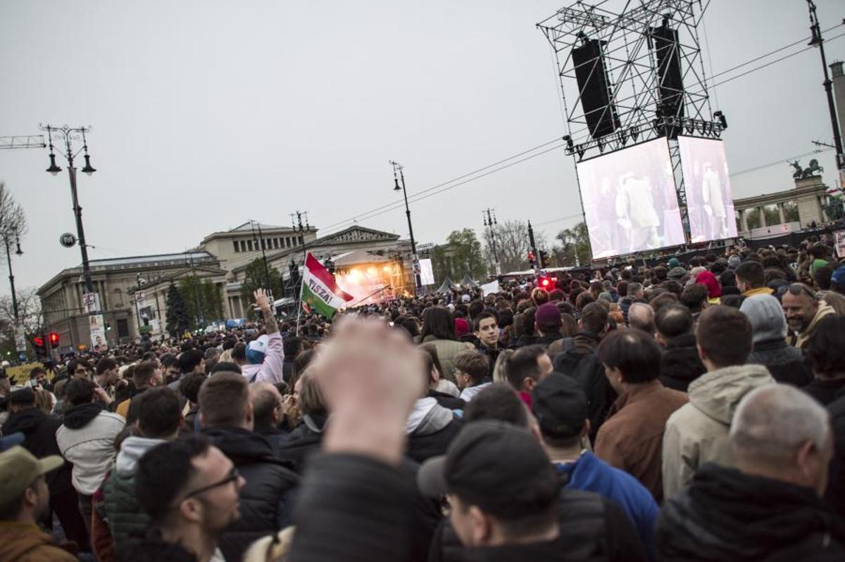 Un momento del masivo concierto antigubernamentdelebrado en Budapest.