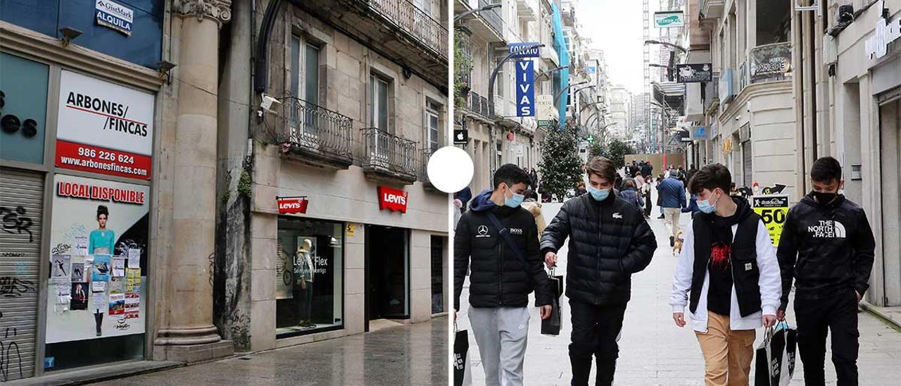 La calle Príncipe. La climatología y el fin de semana no propiciaron ayer grandes aglomeraciones, pero sí animación