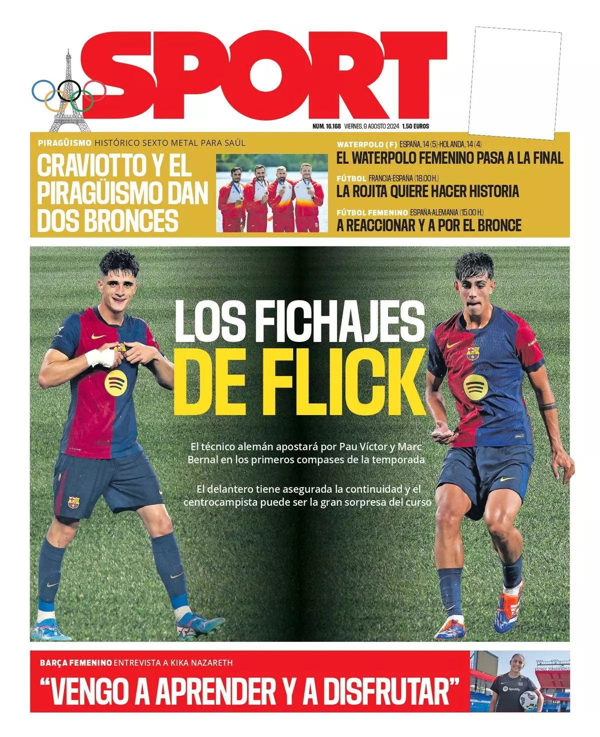 La portada SPORT de hoy, viernes 09 de agosto de 2024