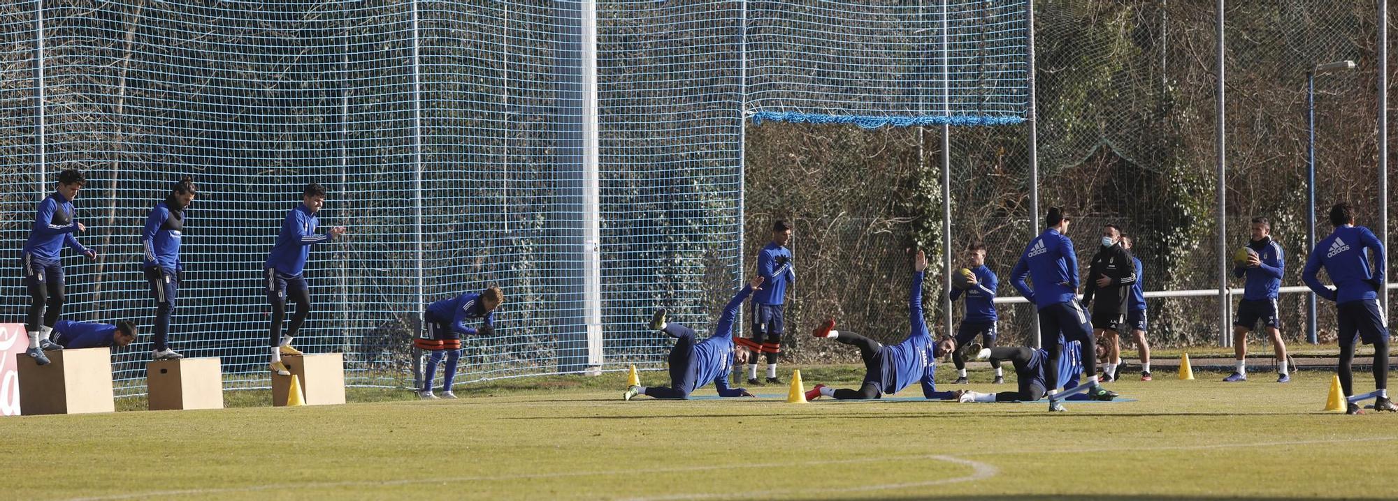 El entrenamiento del Oviedo esta mañana