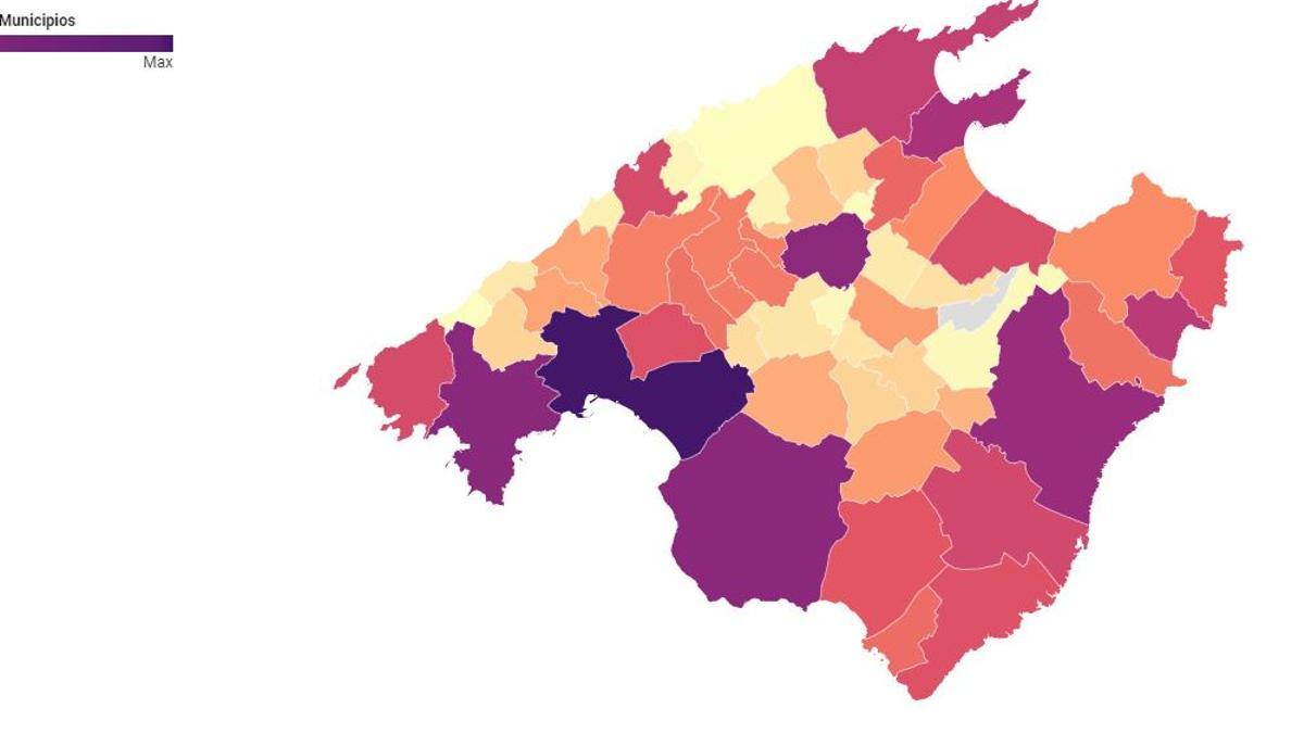 Mapa del alquiler de Mallorca.