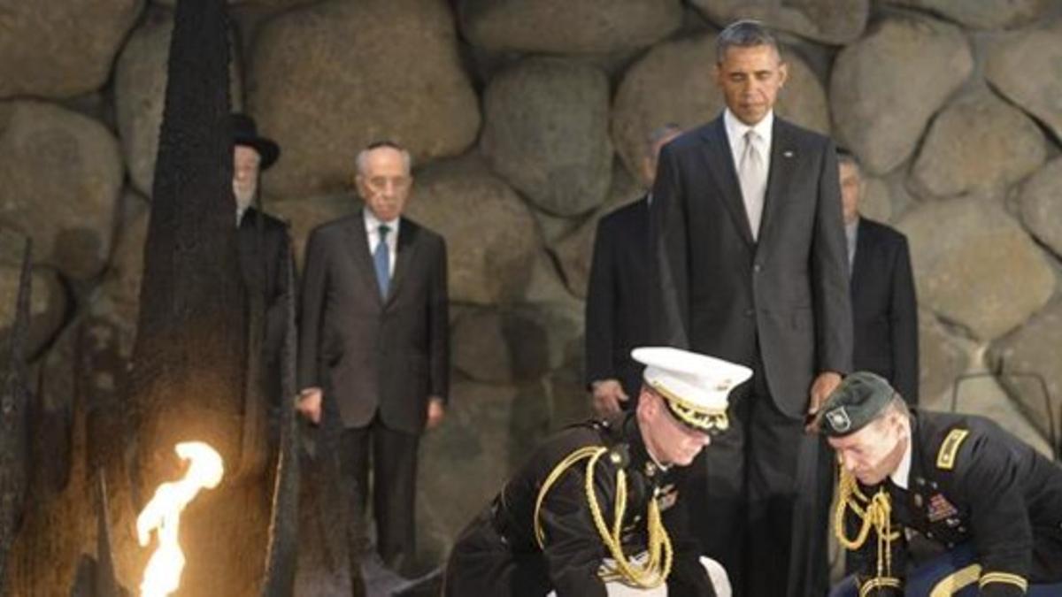 Obama, durante una ofrenda en el Museo del Holocausto en Jerusalén.