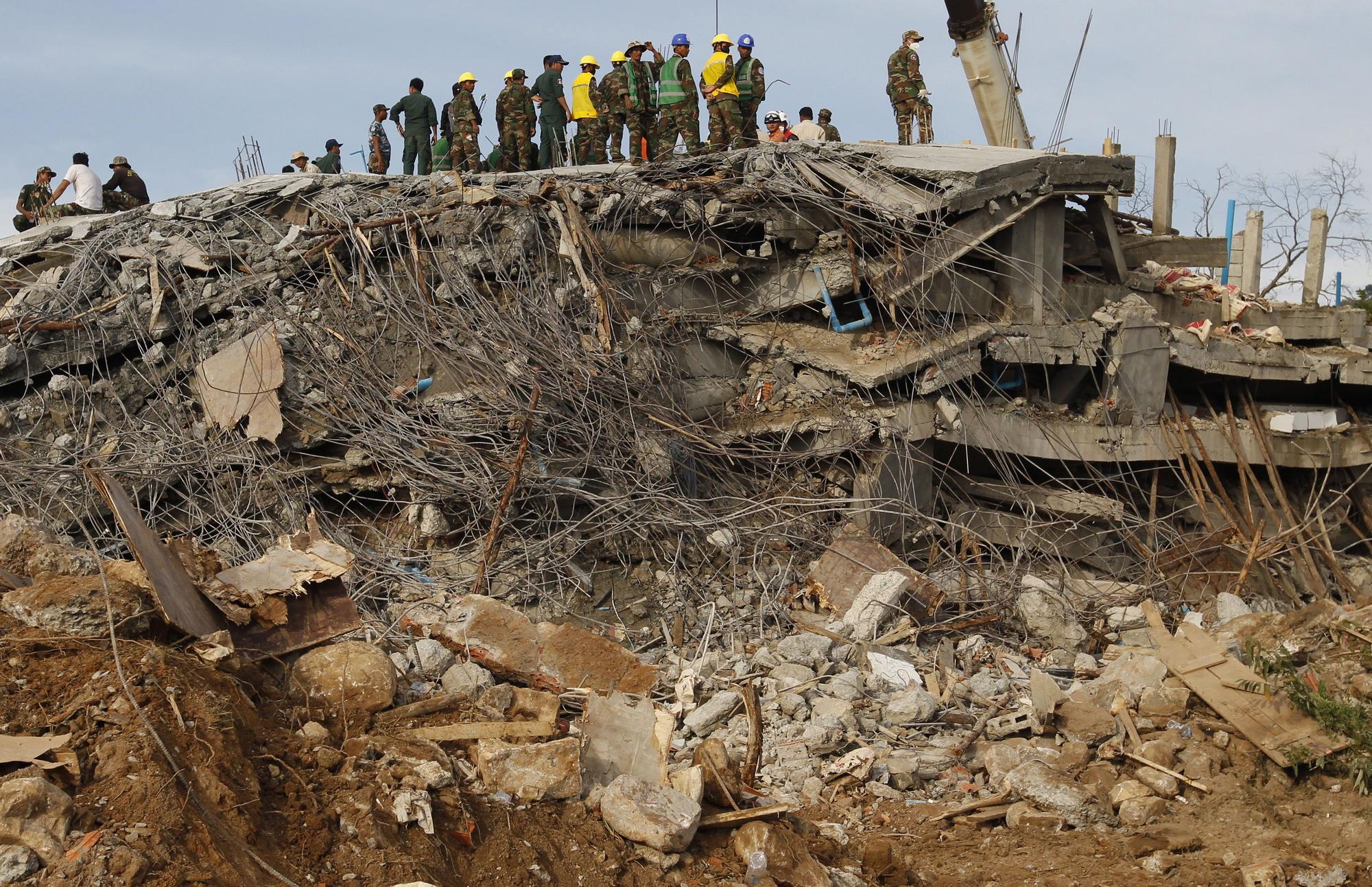 Seven story building collapses at construction site in Kep province, Cambodia