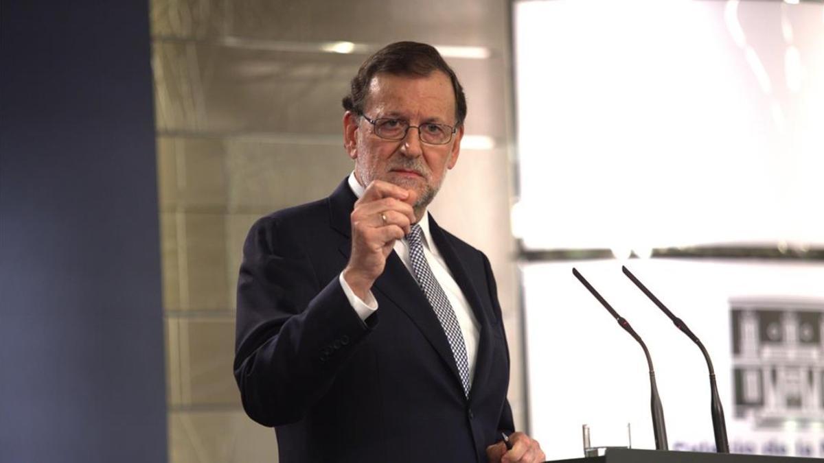 Mariano Rajoy, el pasado jueves en la Moncloa, tras su entrevista con el Rey.