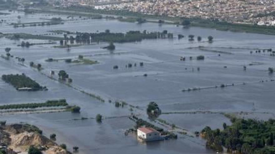 Imagen del huerta de las Dayas, San Fulgencio y Dolores inundadas.