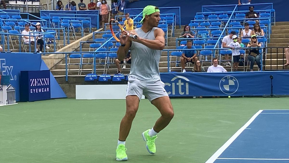 Rafa Nadal, durante un entrenamiento en Washington.