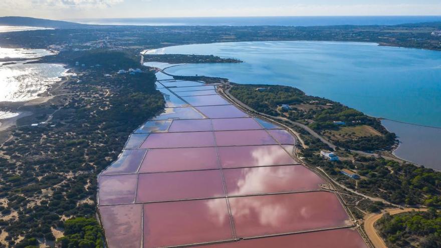 Vista aérea de las salinas de Formentera.