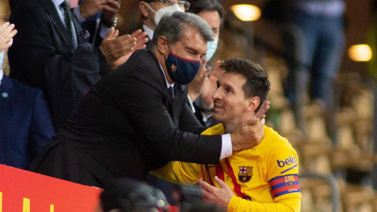 Laporta y Messi tras la final de la Copa del Rey