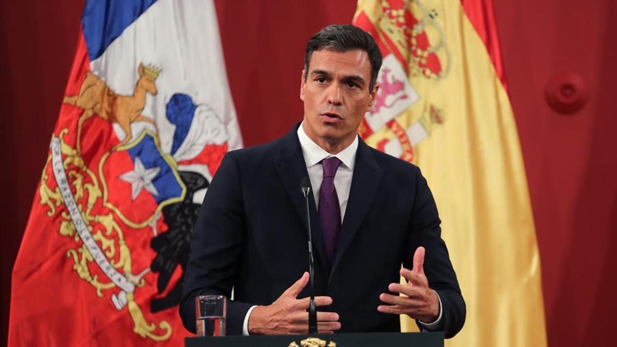 Pedro Sánchez, en Santiago de Chile.