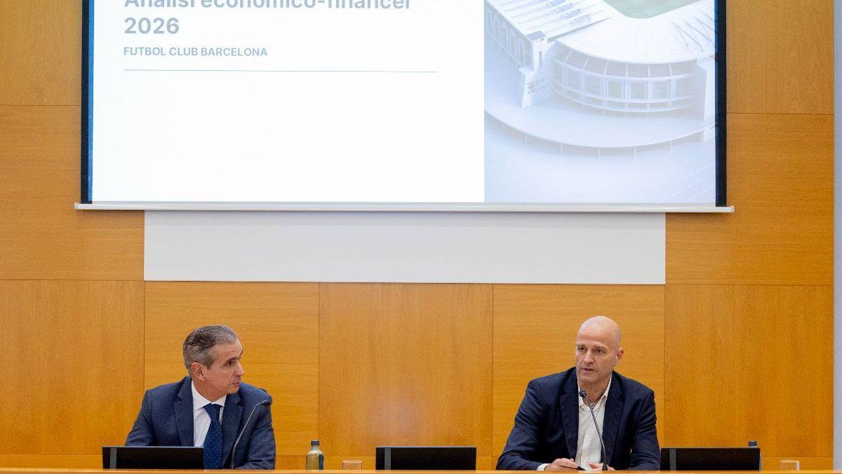 Xavi Vilajoana y Jordi Mrrcader en rueda de prensa en la sede de Foment del Treball