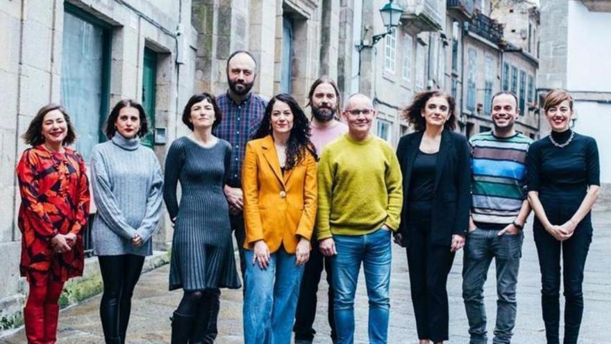 As 10 persoas que conforman o primeiro tramo da lista de Compostela Aberta, liderada por María Rozas