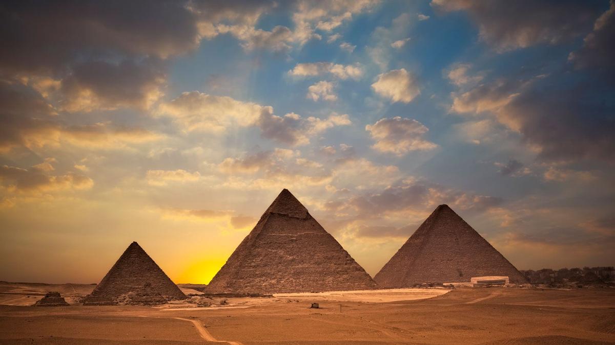 Pyramids of Giza at Sunset