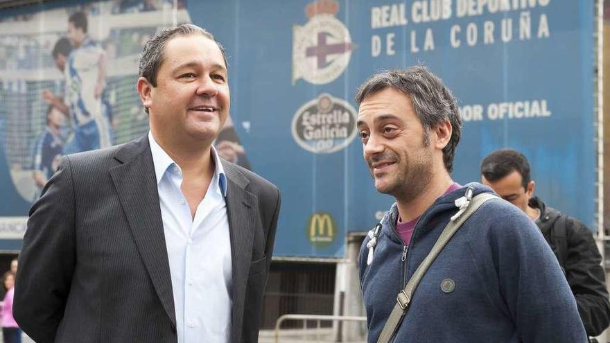 El presidente del Dépor y el alcalde, en una fiesta de peñas en 2015.