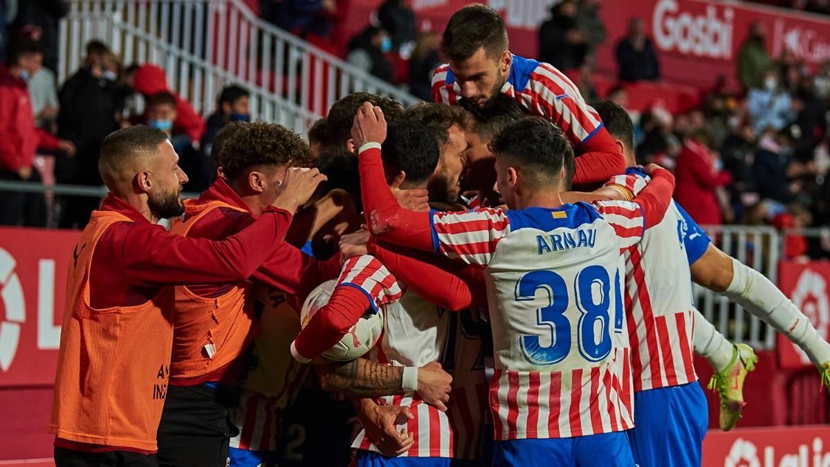 Los jugadores celebran un gol esta temporada