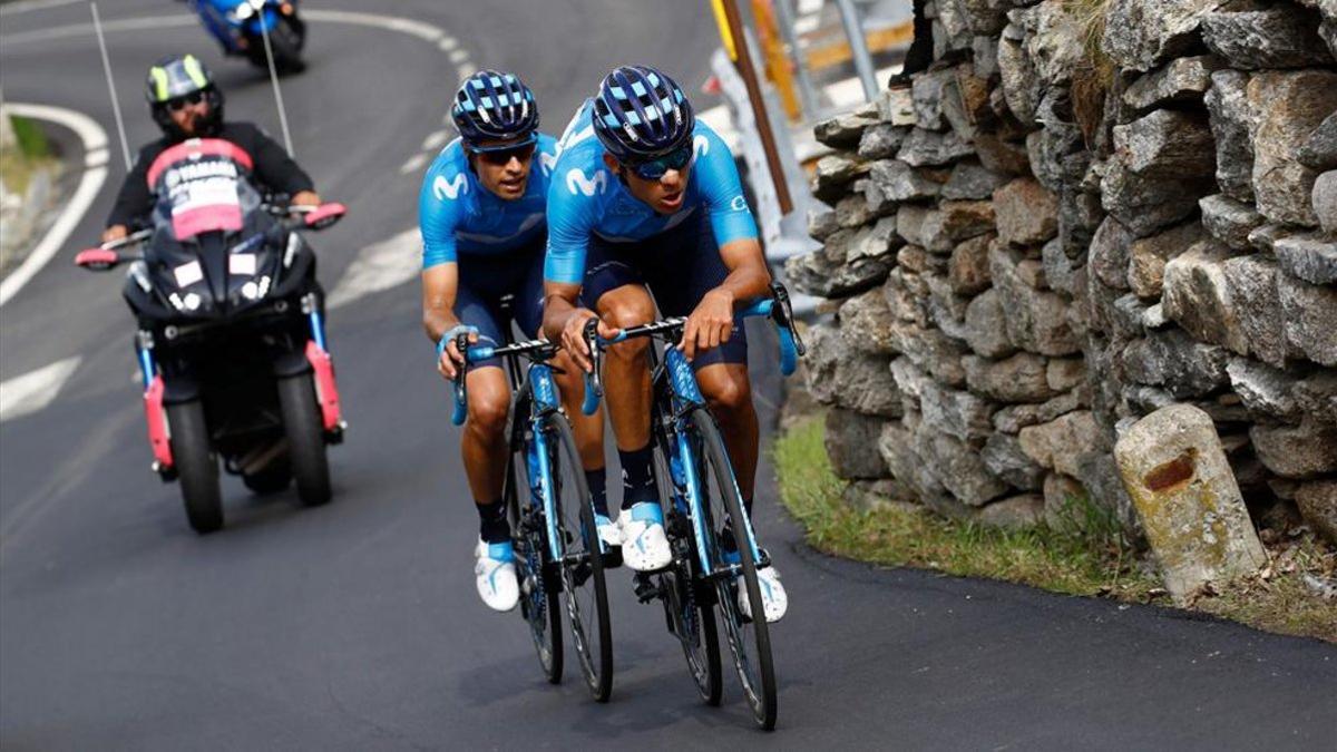 Andrey Amador trabajando en un falso llano para Mikel Landa