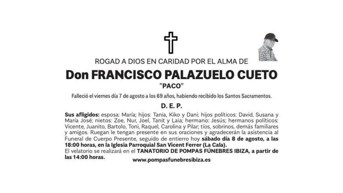 Esquela Francisco Palazuelo Cueto