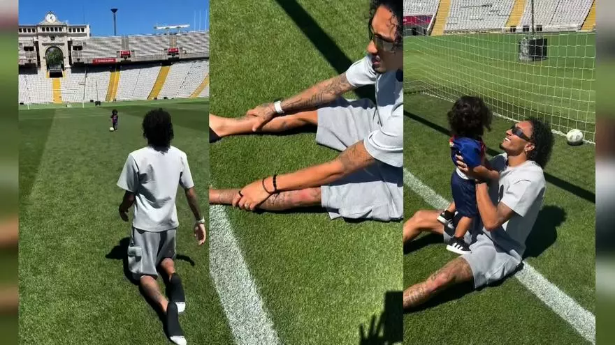 Raphinha recorre de rodillas el Estadio Olímpico tras ganar La Liga