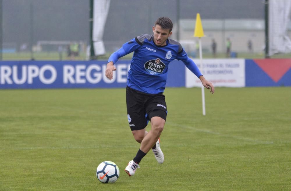 La plantilla se ejercita en las instalaciones de Abegondo con las ausencias de los internacionales Tyton, Borges, Andone, Valverde y Schär, concentrados con sus selecciones, y el lesionado Carlos Gil.