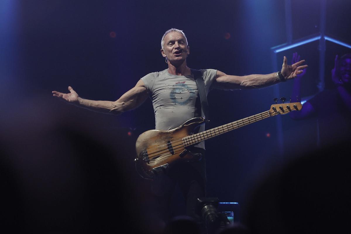 El artista británico Sting durante su gira internacional 'My Songs' en Pamplona.