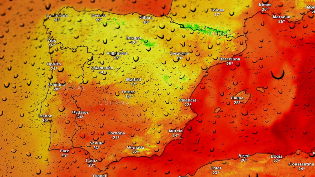 La lluvia permitirá ver colores más fríos en los mapas probabilísticos de calor