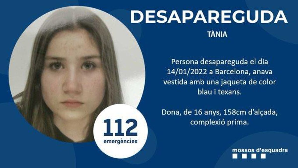 Els Mossos busquen una menor de 16 anys desapareguda divendres a Barcelona Els Mossos busquen una menor de 16 anys desapareguda divendres a Barcelona