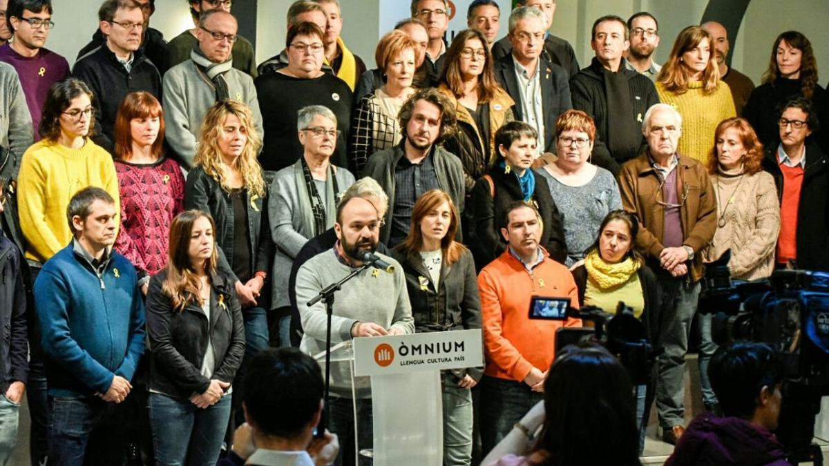 El vicepresidente de Òmnium Cultural, Marcel Mauri, en el acto del sábado.