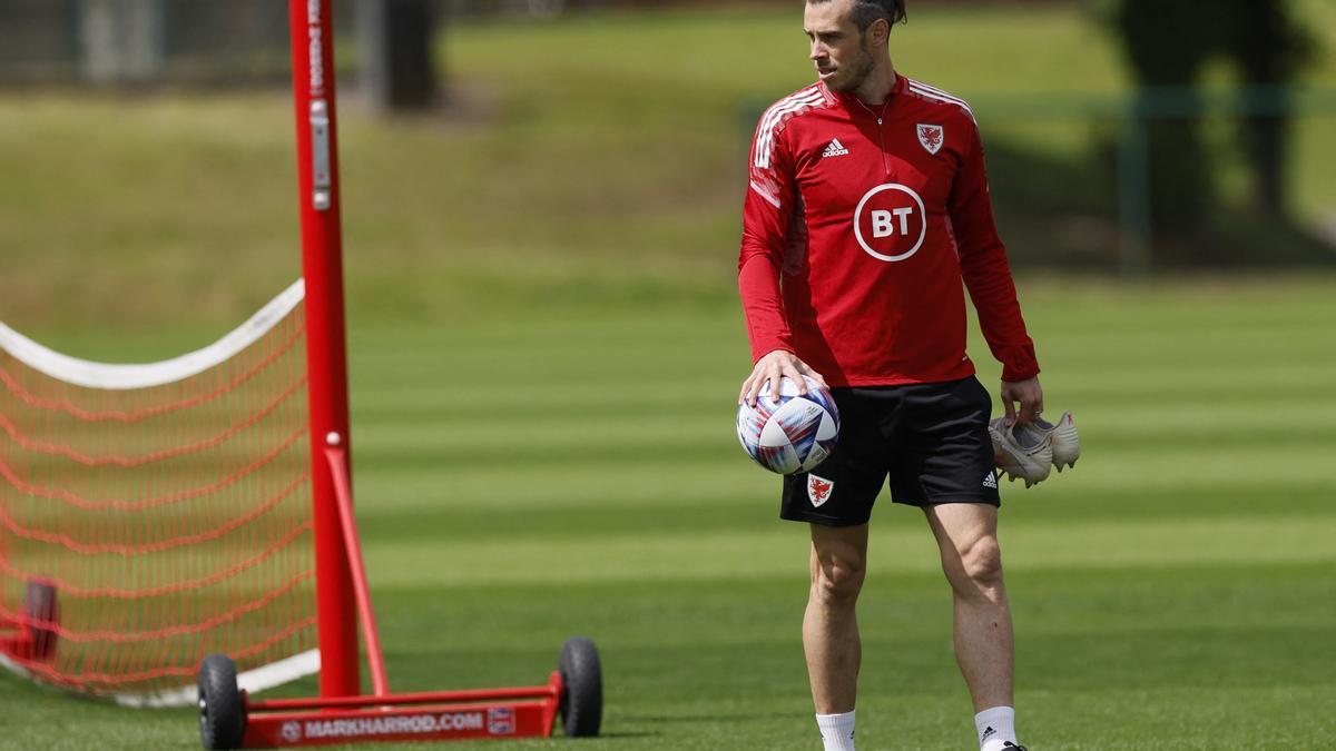 Gareth Bale, en un entrenamiento con Gales.