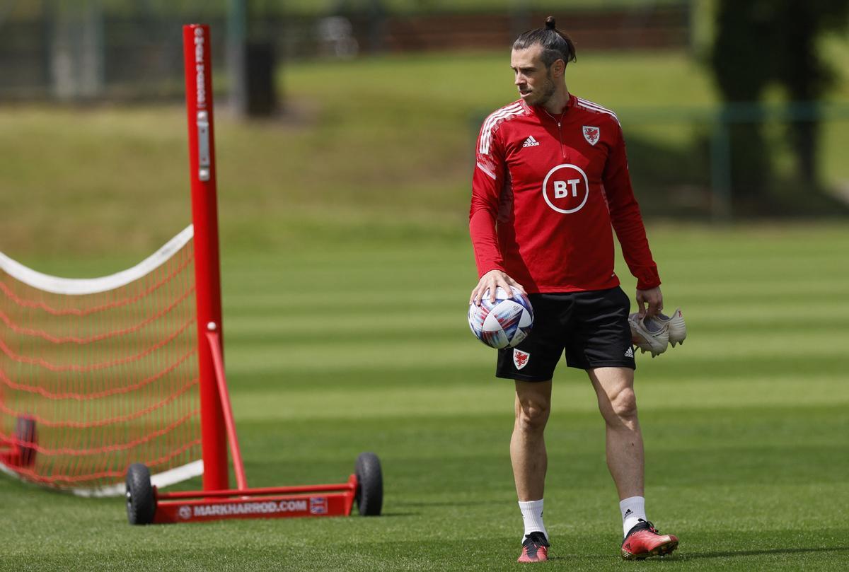 Gareth Bale, en un entrenamiento con Gales.