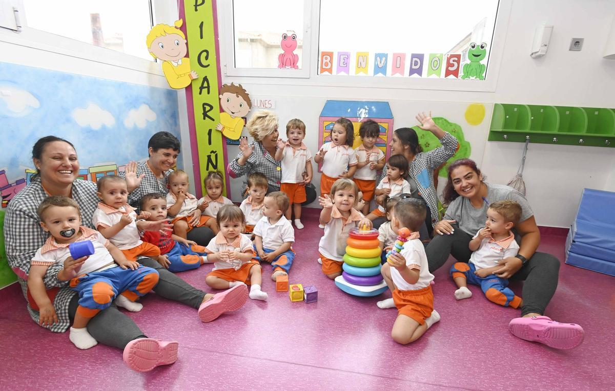 Alumnos de la escuela infantil Picariños de Vigo, al inicio del curso escolar