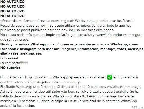 Nuevo bulo en Whatsapp