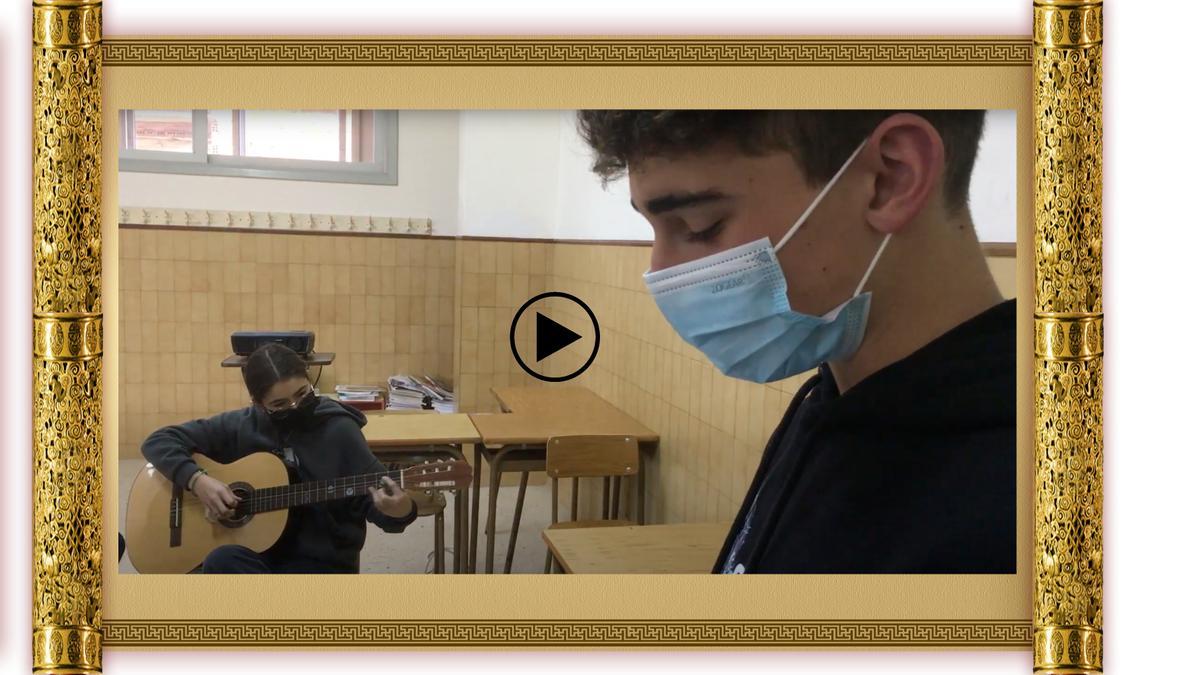Un momento do vídeo “Romance do Peregrino”, elaborado polo alumnado de 3º da ESO do CPR Padres Somascos para o proxecto Escola en Camiño