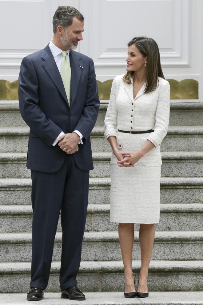 El rey Felipe VI y la reina Letizia en la recepción del presidente de Colombia