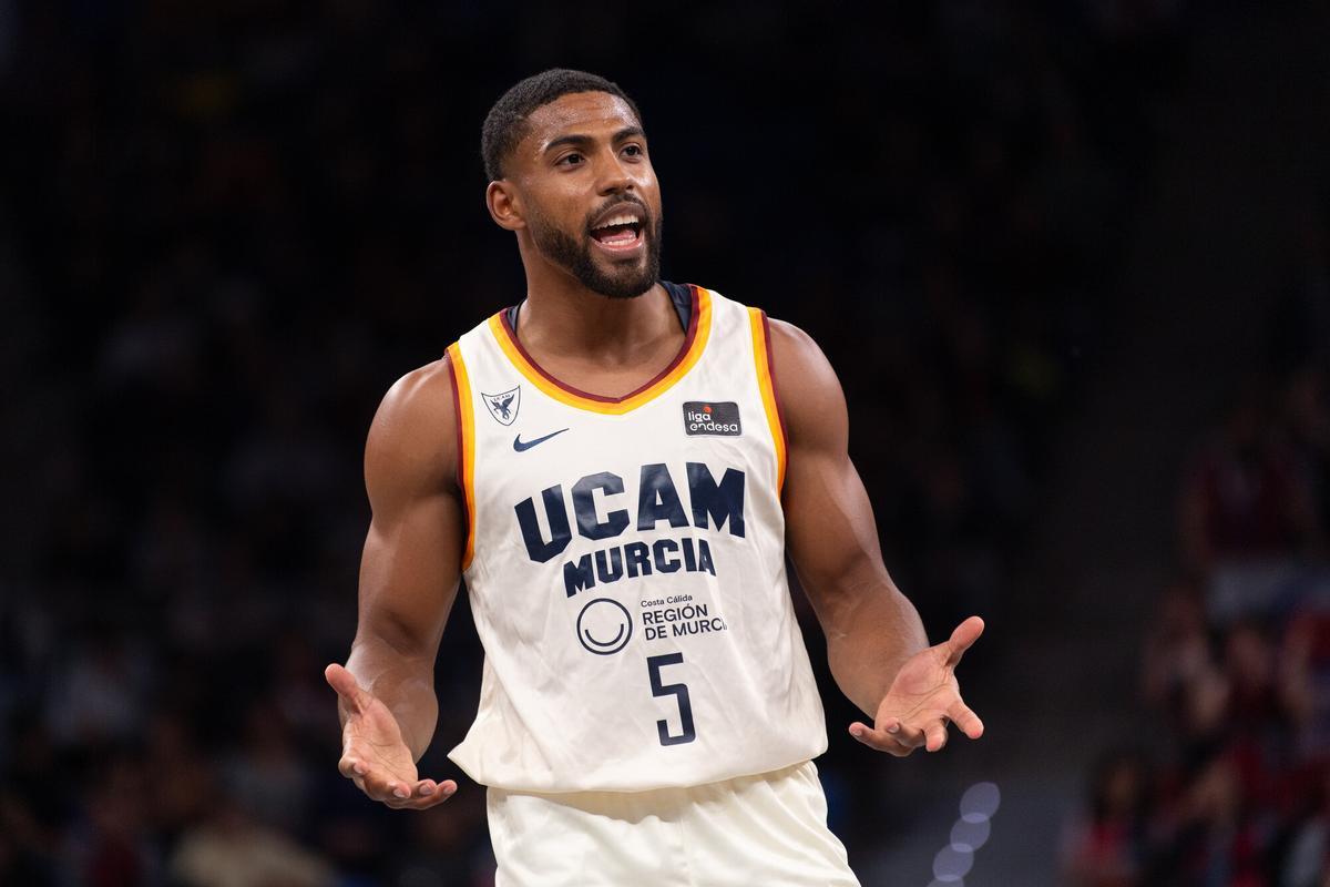 David DeJulius, base del UCAMMurcia, durante un partido esta temporada de la Liga Endesa.